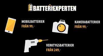 Handla batterier fraktfritt online hos Batteriexperten